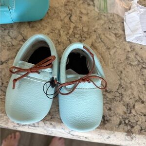 Charming Aqua Kids Moccasins